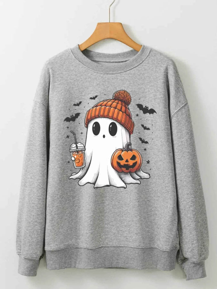 Halloween Ghost Round Neck Sweatshirt - GiFTiFY