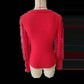 Elegant Rib V-neck Sleeve Chiffon Stitching Long Sleeve T-shirt Slimming Top - GiFTiFY