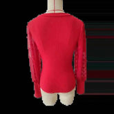 Elegant Rib V-neck Sleeve Chiffon Stitching Long Sleeve T-shirt Slimming Top - GiFTiFY