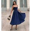 Elegant Spaghetti Strap Midi Dress Women Party Slim A Line Solid Suspender Lady Dresses New Spring Summer Fashion Sexy Vestidos - GiFTiFY