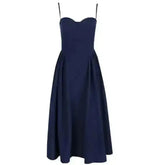 Elegant Spaghetti Strap Midi Dress Women Party Slim A Line Solid Suspender Lady Dresses New Spring Summer Fashion Sexy Vestidos - GiFTiFY