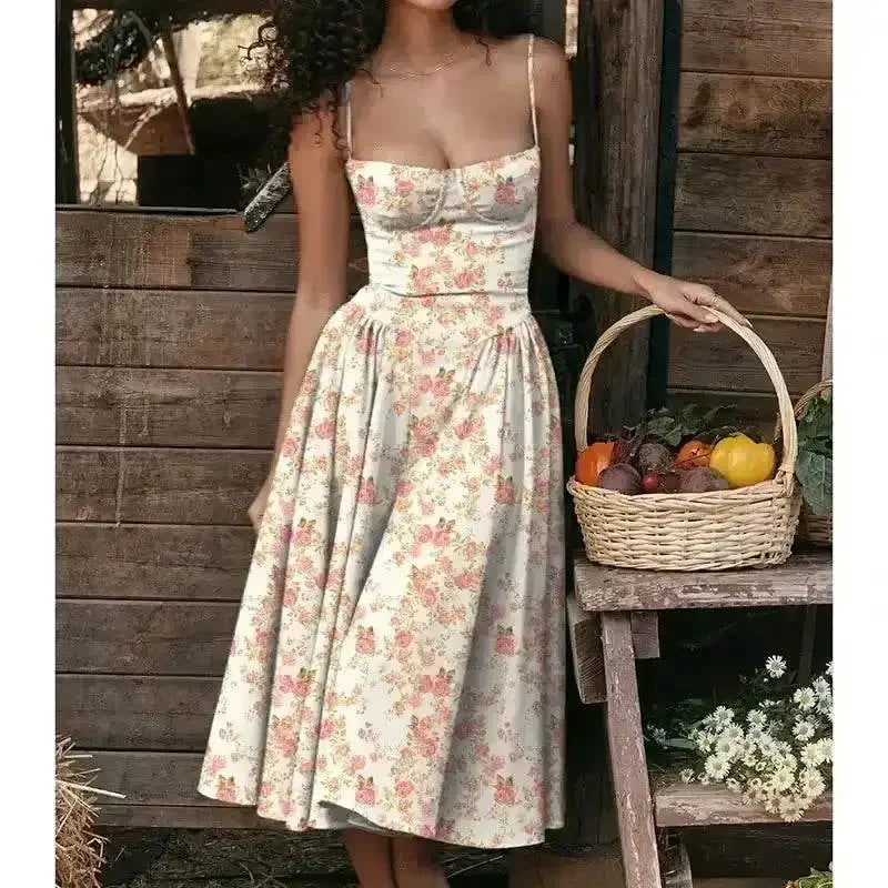 Elegant Spaghetti Strap Midi Dress Women Party Slim A Line Solid Suspender Lady Dresses New Spring Summer Fashion Sexy Vestidos - GiFTiFY