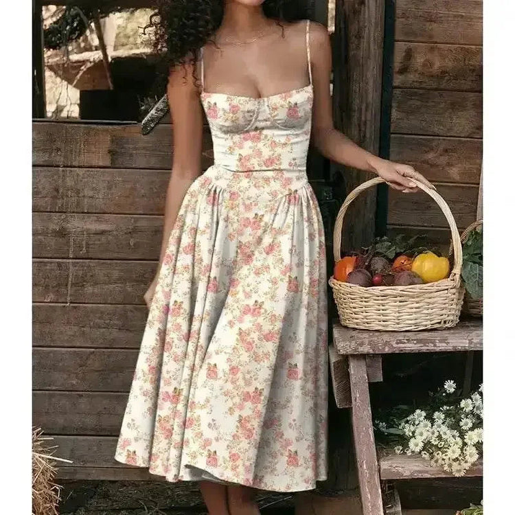 Elegant Spaghetti Strap Midi Dress Women Party Slim A Line Solid Suspender Lady Dresses New Spring Summer Fashion Sexy Vestidos - GiFTiFY