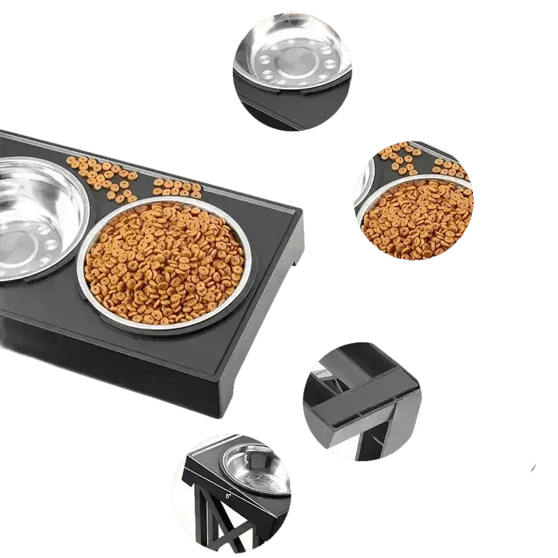 Elevated Bowls Stand for Pets Adjustable Height Dog Elevated Bowls Double Elevated Bowls Stand - GiFTiFY