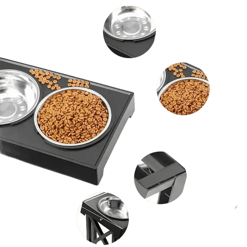 Elevated Bowls Stand for Pets Adjustable Height Dog Elevated Bowls Double Elevated Bowls Stand - GiFTiFY