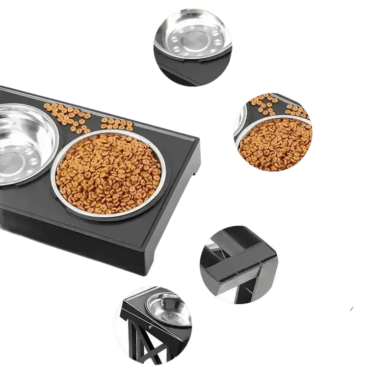 Elevated Bowls Stand for Pets Adjustable Height Dog Elevated Bowls Double Elevated Bowls Stand - GiFTiFY