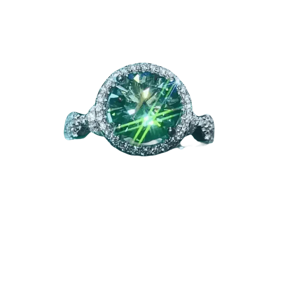 Emerald Green Moissanite Ring Jewlery by EBOYGIFTS