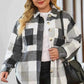 Plus Size Plaid Button Up Collared Neck Jacket - GiFTiFY