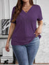 Plus Size V-Neck Short Sleeve Ribbed T-Shirt - GiFTiFY