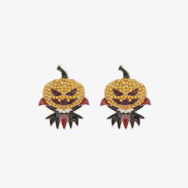 Demon Pumpkin Rhinestone Alloy Earrings - GiFTiFY