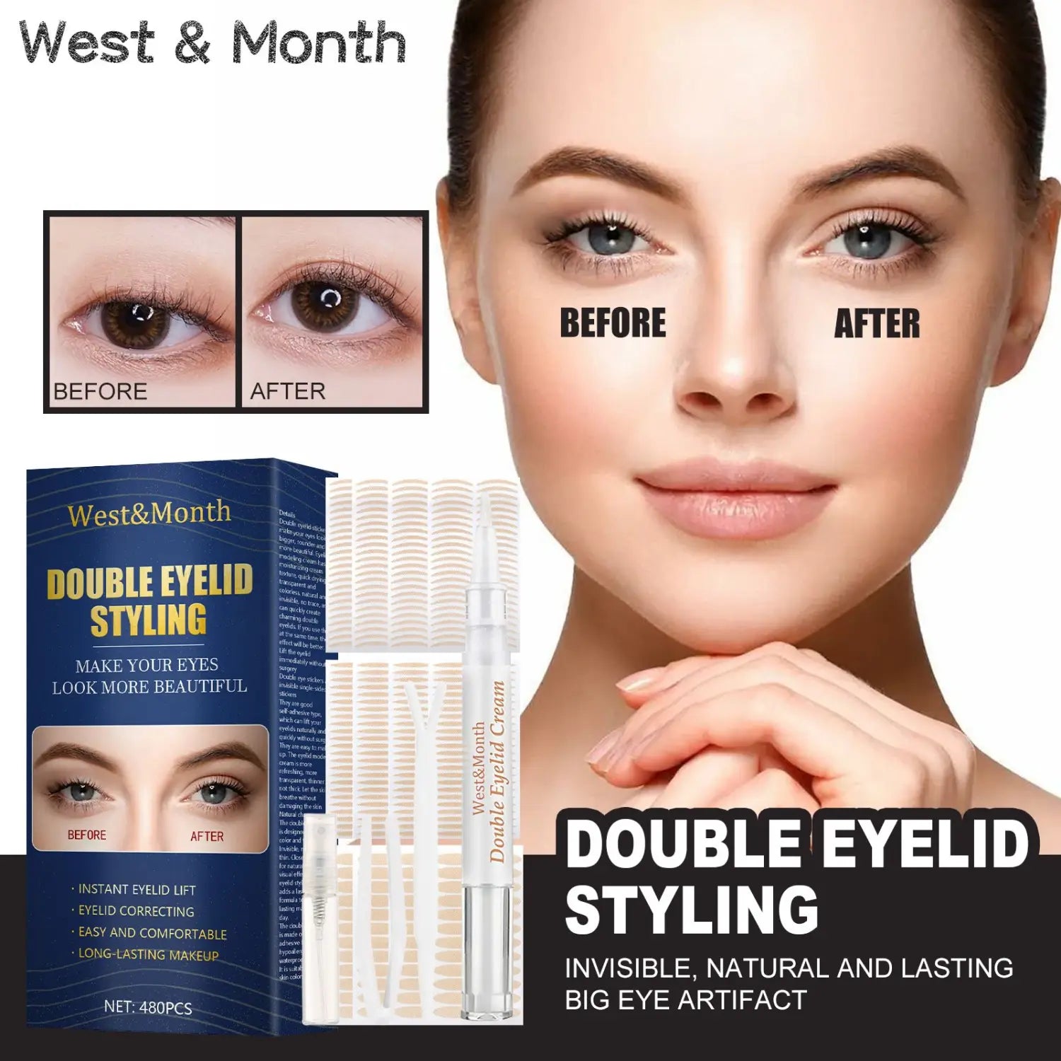 West&Month Double Eyelid Tape Natural Mesh Adhesive