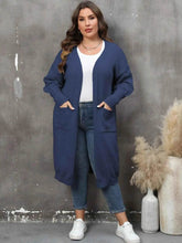 Plus Size Long Sleeve Pocketed Cardigan - GiFTiFY