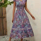 Plus Size Printed V-Neck Short Sleeve Midi Dress - GiFTiFY