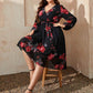 Honey Plus Size Floral Surplice Neck Tie Waist Dress - GiFTiFY