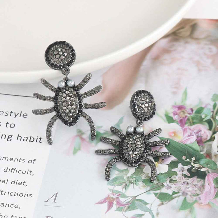 Spider Rhinestone Alloy Earrings - GiFTiFY