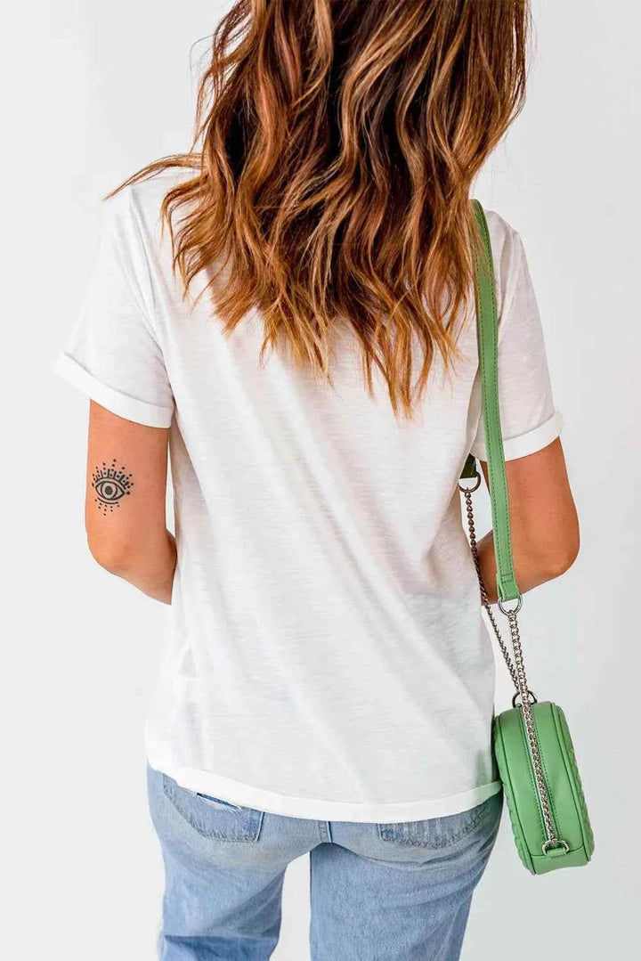 Sequin Pumpkin Round Neck Short Sleeve T-Shirt - GiFTiFY