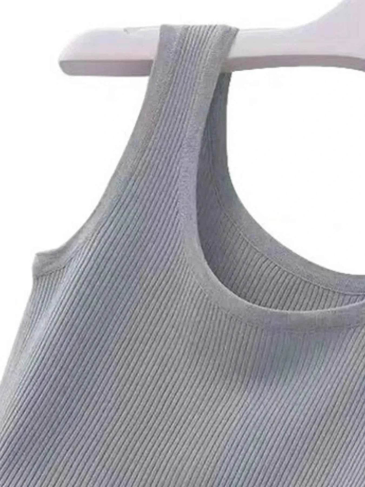 Plus Size Ribbed Knit Scoop Neck Tank Top women Attire by Trendsi