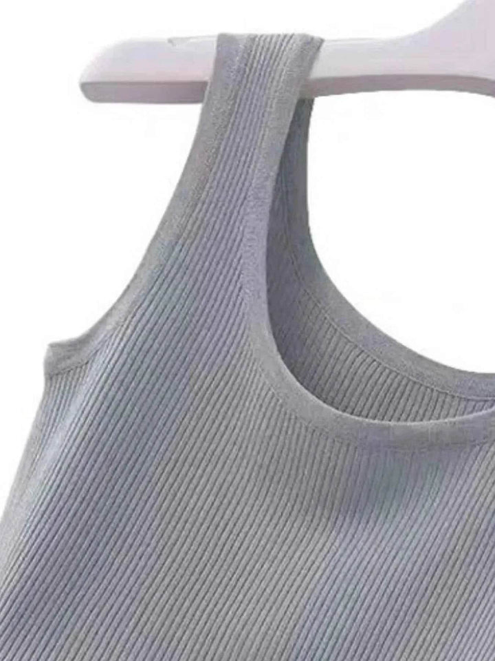 Plus Size Ribbed Knit Scoop Neck Tank Top - GiFTiFY