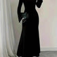 Plus Size Contrast Trim Square Neck Long Sleeve Maxi Dress - GiFTiFY
