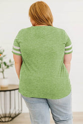 Plus Size Striped V-Neck Tee Shirt - GiFTiFY