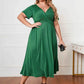 Honey Plus Size Short Sleeve Surplice Neck Midi Dress - GiFTiFY