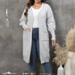 Plus Size Long Sleeve Pocketed Cardigan - GiFTiFY