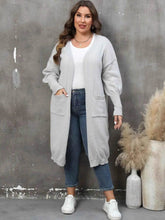 Plus Size Long Sleeve Pocketed Cardigan - GiFTiFY