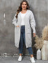Plus Size Long Sleeve Pocketed Cardigan - GiFTiFY