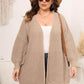 Plus Size Open Front Dropped Shoulder Knit Cardigan - GiFTiFY