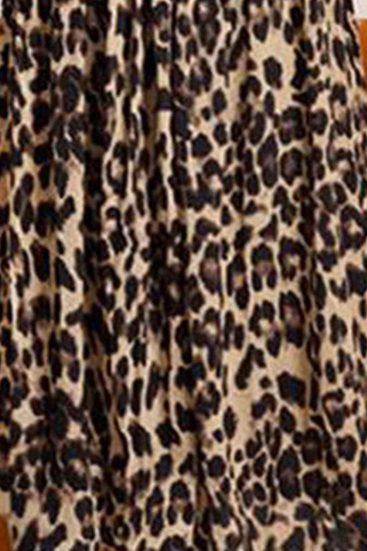 Plus Size Leopard Elastic Waist Midi Skirt - GiFTiFY