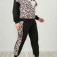 Plus Size Leopard Sweatshirt and Sweatpants Set - GiFTiFY