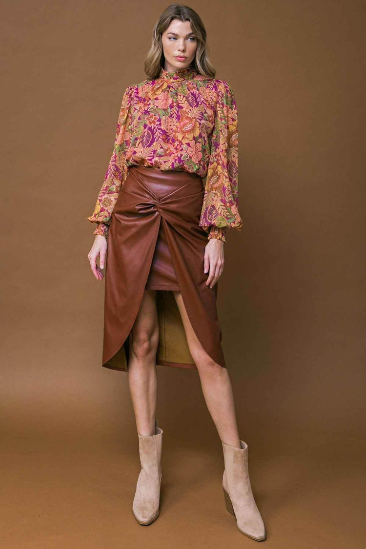 CHOOSE US LEATHER MIDI SKIRT - GiFTiFY