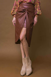 CHOOSE US LEATHER MIDI SKIRT - GiFTiFY