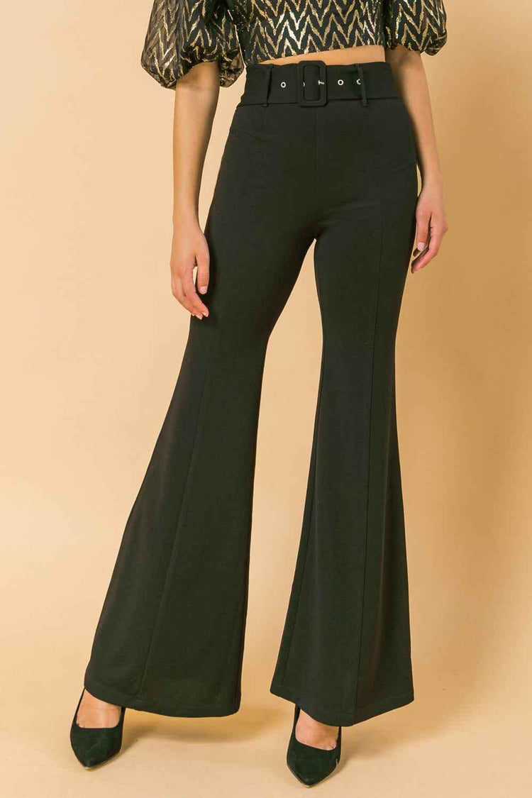 COUNTDOWN THE HOURS WOVEN FLARED PANTS - GiFTiFY