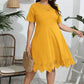 Plus Size Round Neck Openwork Dress - GiFTiFY