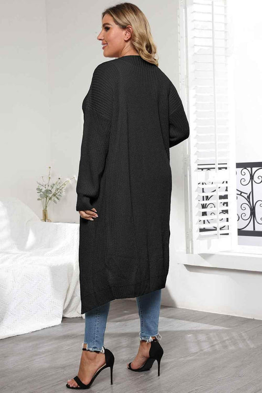 Plus Size Open Front Long Sleeve Cardigan - GiFTiFY