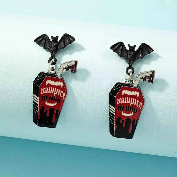 Halloween Gothic Vampire Coffin Bat Wing Drop Earrings - GiFTiFY