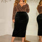 Honey Plus Size Surplice Neck Long Sleeve Slit Dress - GiFTiFY