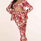 Fasheabe 3pc Flower Print Bandeau Top Pants Set