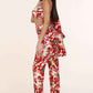 Fasheabe 3pc Flower Print Bandeau Top Pants Set