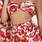 Fasheabe 3pc Flower Print Bandeau Top Pants Set
