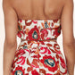 Fasheabe 3pc Flower Print Bandeau Top Pants Set