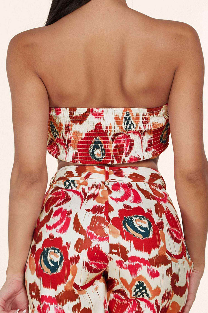 Fasheabe 3pc Flower Print Bandeau Top Pants Set - GiFTiFY