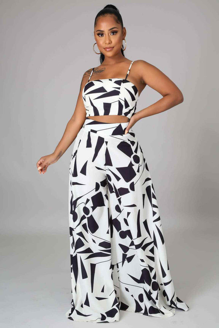 Fasheabe Abstract Shapes Print Pant Set - GiFTiFY