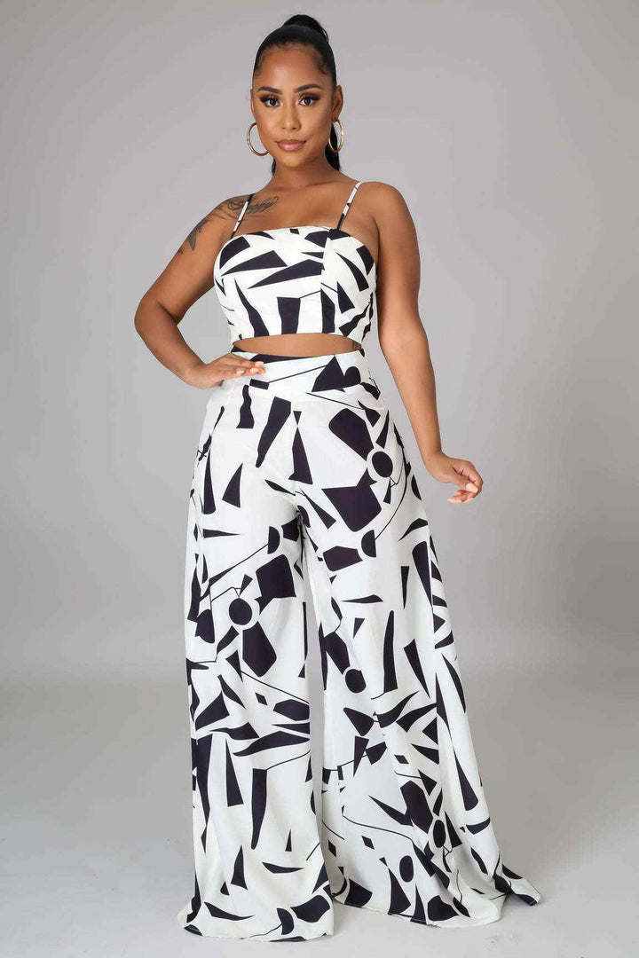 Fasheabe Abstract Shapes Print Pant Set - GiFTiFY