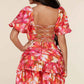 Fasheabe Charming Short Puff Sleeves 2pc Skirt Set