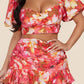 Fasheabe Charming Short Puff Sleeves 2pc Skirt Set