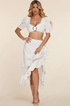 Fasheabe Crop Top 2pc Midi Skirt Set Fasheabe