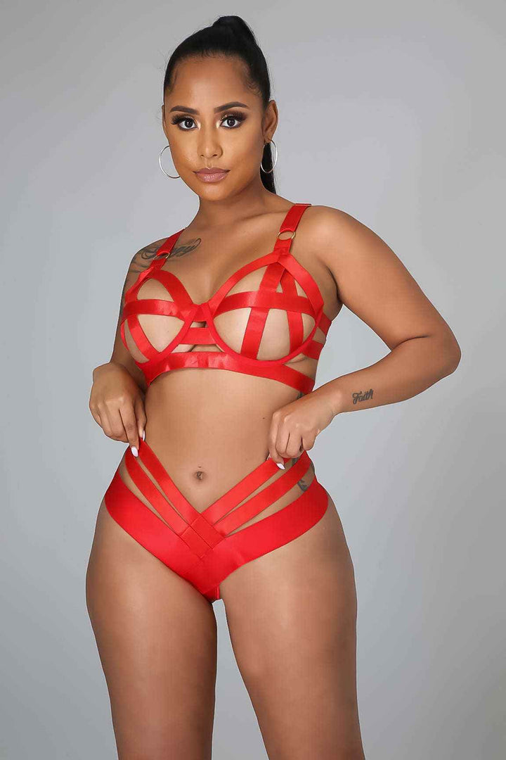 Fasheabe Feeling Sexy Teddy Set - Red - GiFTiFY