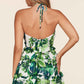 Fasheabe Leaf Print O-ring Mini Dress